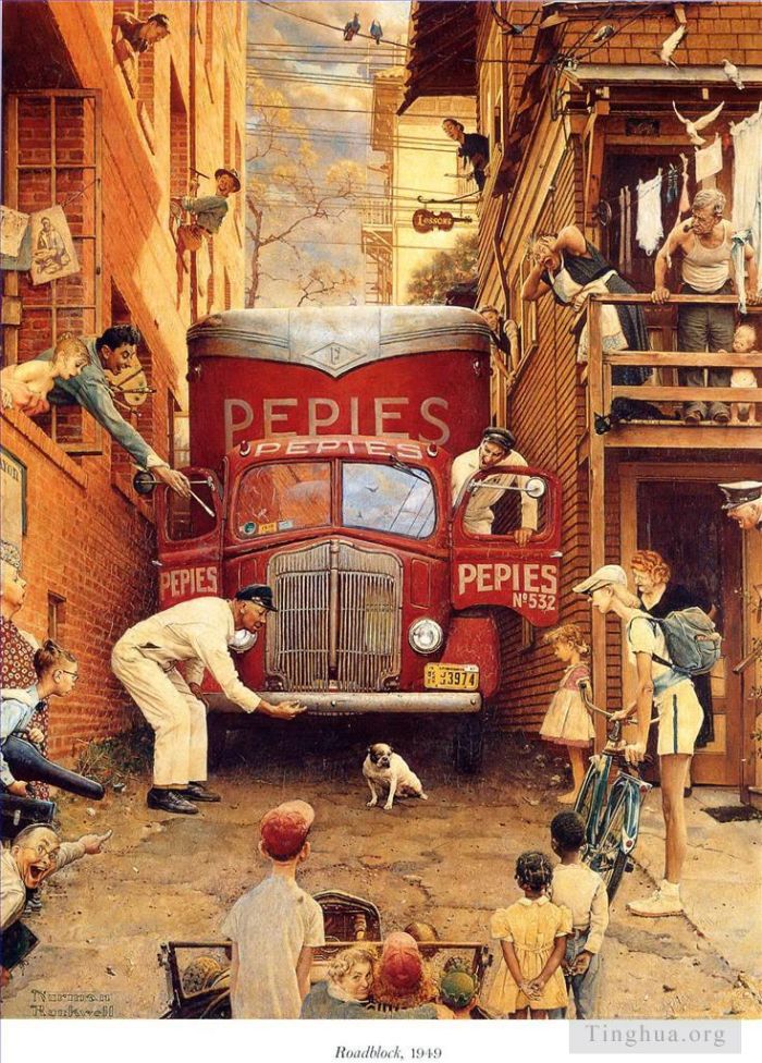 Norman Rockwell's Contemporary Various Paintings - Roadblock
