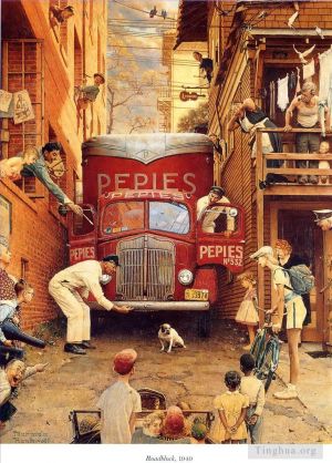 Contemporary Artwork by Norman Rockwell - Roadblock