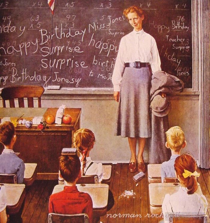 Norman Rockwell's Contemporary Various Paintings - Teachers birthday 1956