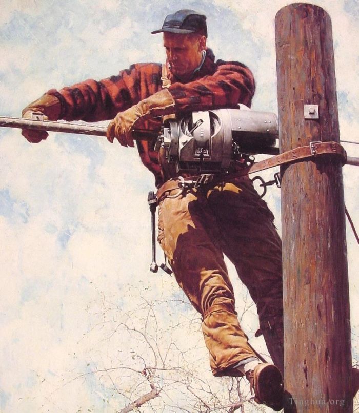 Norman Rockwell's Contemporary Various Paintings - The lineman 1949