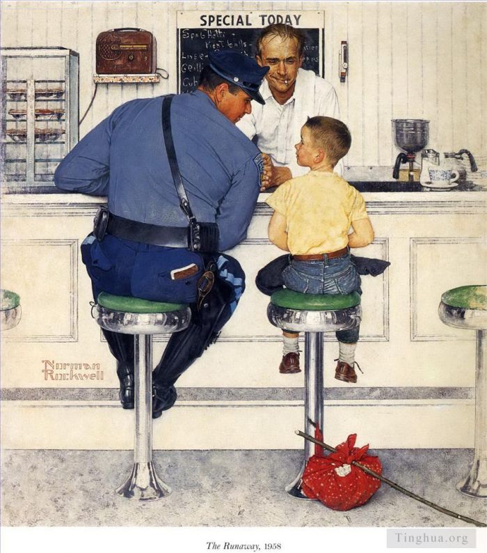 Norman Rockwell's Contemporary Various Paintings - The runaway 1958
