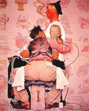 Contemporary Artwork by Norman Rockwell - The tattooist 1944