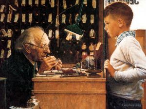 Contemporary Artwork by Norman Rockwell - The watchmaker of switzerland