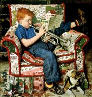 Contemporary Artwork by Norman Rockwell - Trumpet practice