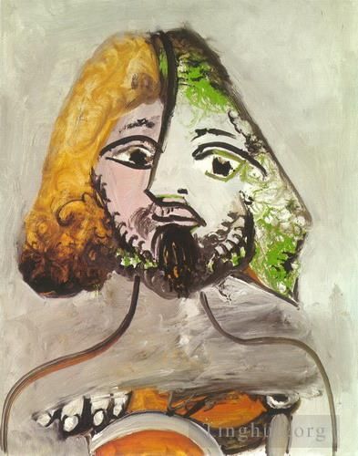 Pablo Picasso's Contemporary Oil Painting - Buste d homme 1971