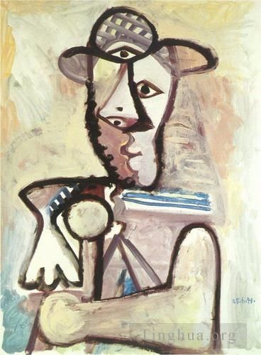 Pablo Picasso's Contemporary Oil Painting - Buste d homme 2 1971