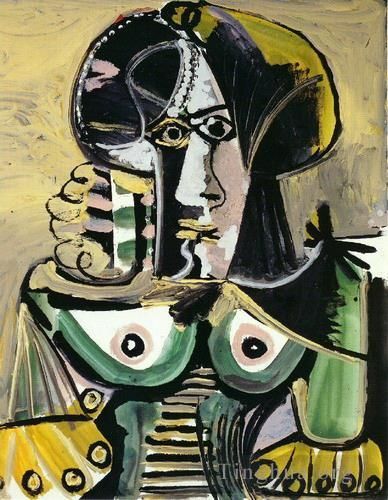 Pablo Picasso's Contemporary Oil Painting - Buste de femme 4 1971