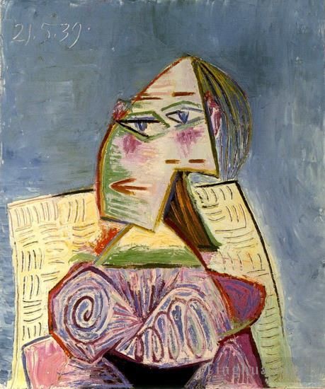 Pablo Picasso's Contemporary Oil Painting - Buste de femme en costume violet 1939