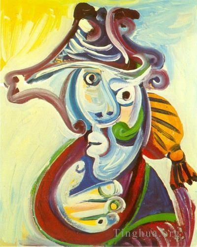 Pablo Picasso's Contemporary Oil Painting - Buste de torero 1971