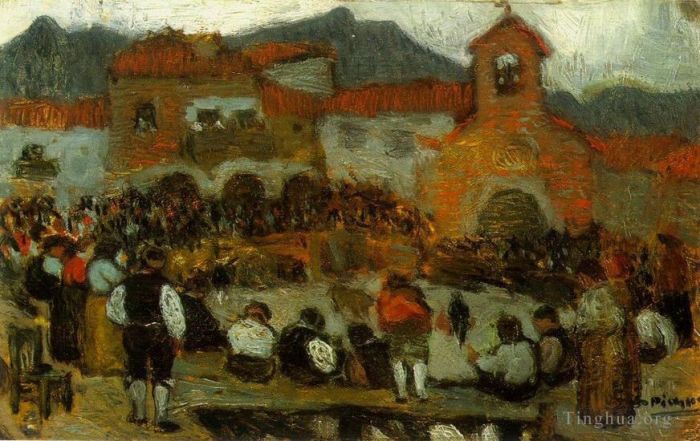 Pablo Picasso's Contemporary Oil Painting - Courses de taureaux 3 1901