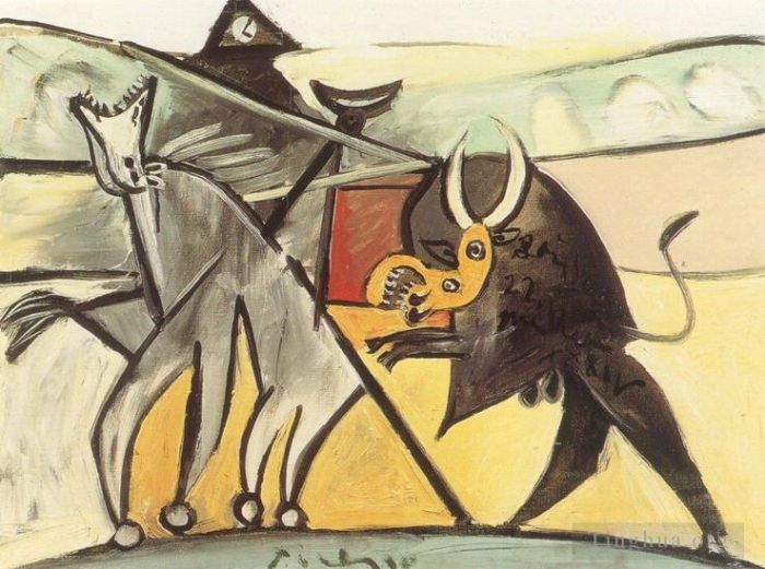 Pablo Picasso's Contemporary Oil Painting - Courses de taureaux Corrida 1934_2