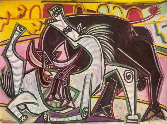 Pablo Picasso's Contemporary Oil Painting - Courses de taureaux Corrida 1934