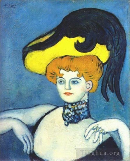 Pablo Picasso's Contemporary Oil Painting - Courtisane Au Collier De Gemmes 1901