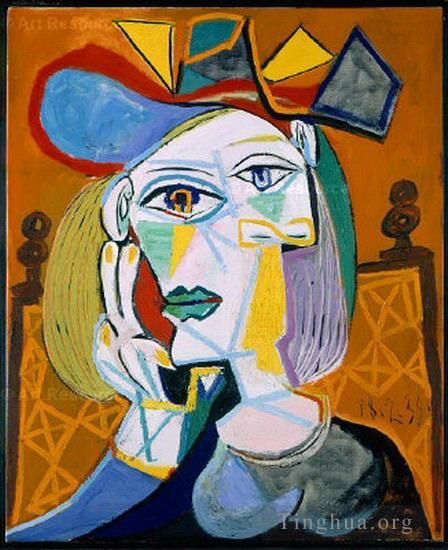 Pablo Picasso's Contemporary Oil Painting - Femme assise au chapeau 1939