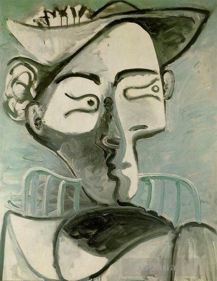 Pablo Picasso's Contemporary Oil Painting - Femme assise au chapeau 1962