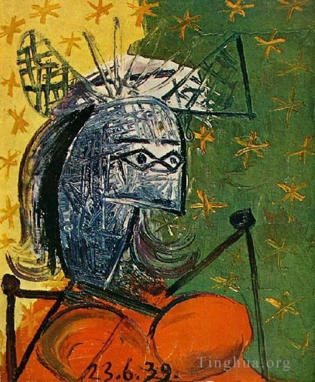 Pablo Picasso's Contemporary Oil Painting - Femme assise au chapeau 4 1939