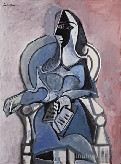 Pablo Picasso's Contemporary Oil Painting - Femme assise dans un fauteuil II 1960
