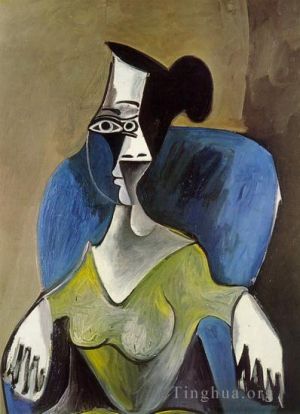 Contemporary Artwork by Pablo Picasso - Femme assise dans un fauteuil bleu 1962 2