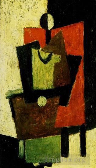 Pablo Picasso's Contemporary Oil Painting - Femme assise dans un fauteuil rouge 1918
