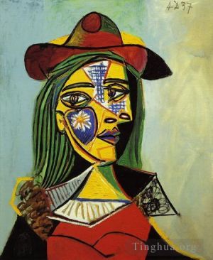 Contemporary Artwork by Pablo Picasso - Femme au chapeau et col en fourrure 1937