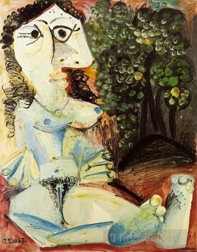 Pablo Picasso's Contemporary Oil Painting - Femme nue dans un paysage 1967
