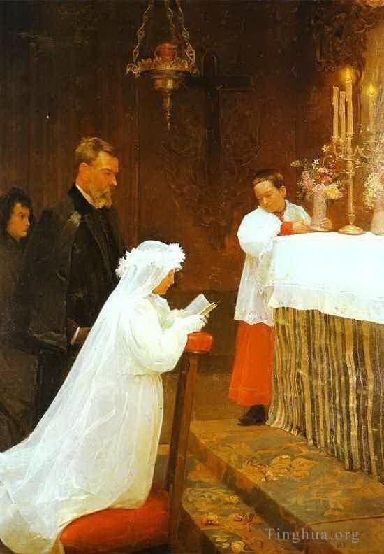 Pablo Picasso's Contemporary Oil Painting - First Communion 1896