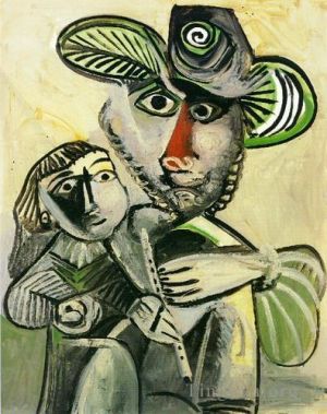 Contemporary Artwork by Pablo Picasso - Homme a la flute et enfant Paternit 1971