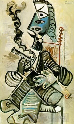 Pablo Picasso's Contemporary Oil Painting - Homme a la pipe 1968 2