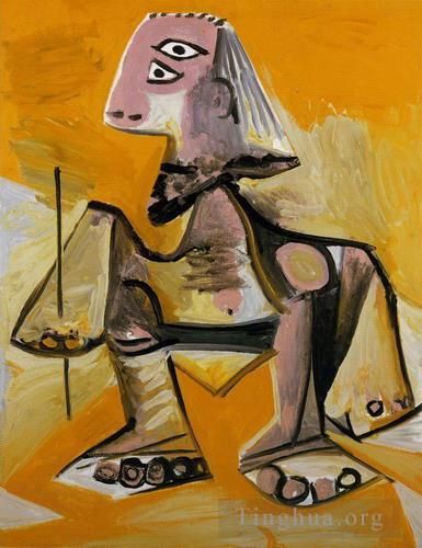Pablo Picasso's Contemporary Oil Painting - Homme accroupi 1971
