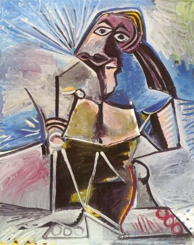 Pablo Picasso's Contemporary Oil Painting - Homme assis 1971