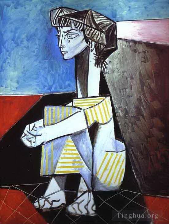 Pablo Picasso's Contemporary Oil Painting - Jacqueline with Crossed Hands 1954