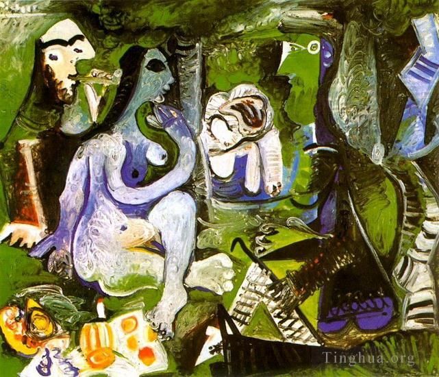 Pablo Picasso's Contemporary Oil Painting - Le dejeuner sur l herbe Manet 3 1961