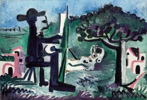 Contemporary Artwork by Pablo Picasso - Le peintre et son modele dans un paysage II 1963