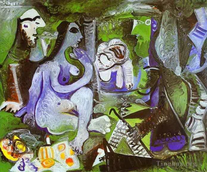 Pablo Picasso's Contemporary Oil Painting - Luncheon on the Grass After Manet 1961
