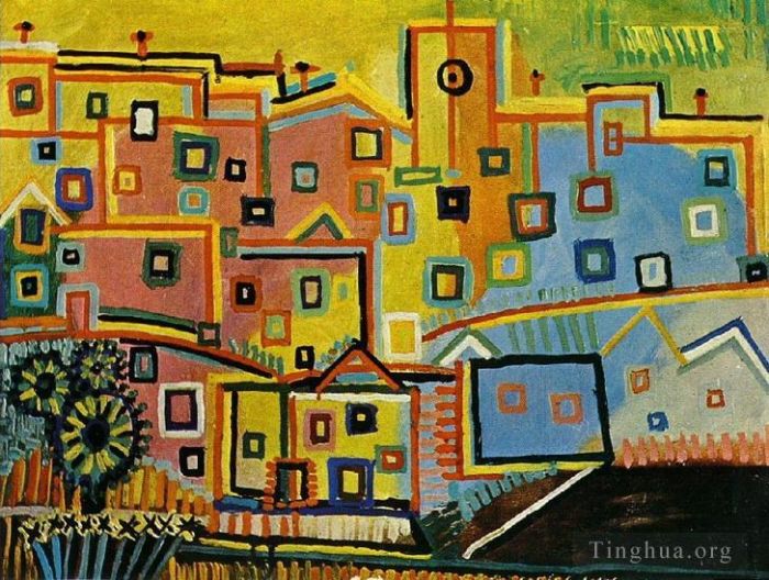 Pablo Picasso's Contemporary Oil Painting - Maisons 1937
