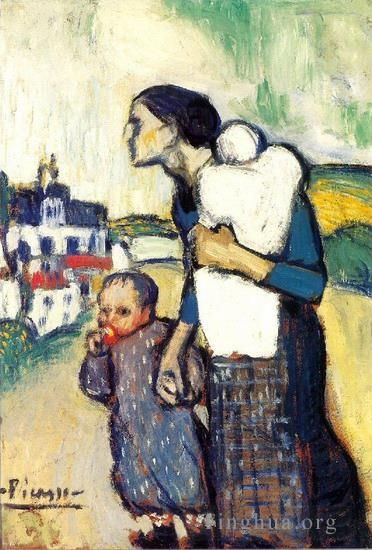 Pablo Picasso's Contemporary Oil Painting - Mere et enfant 1905