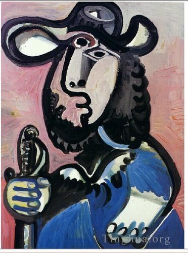 Pablo Picasso's Contemporary Oil Painting - Mousquetaire 1972