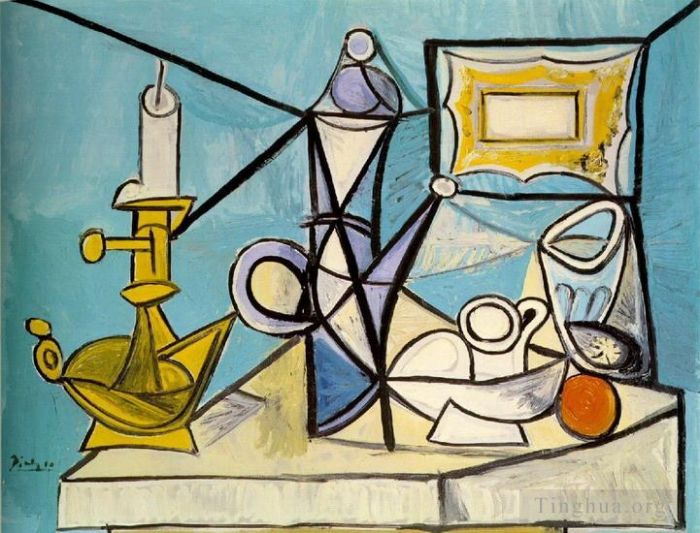 Pablo Picasso's Contemporary Oil Painting - Nature morte au bougeoir R 1944