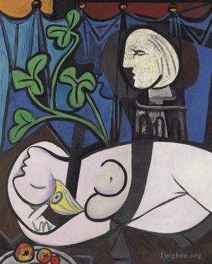 Contemporary Oil Painting - Nude Green Leaves and Bust 1932