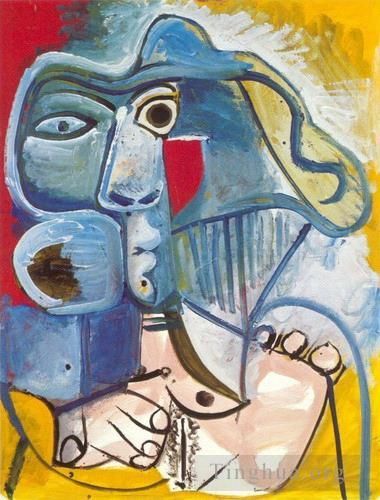 Pablo Picasso's Contemporary Oil Painting - Nue assise au chapeau 1971