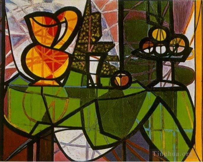 Pablo Picasso's Contemporary Oil Painting - Pichet et coupe de fruits 1931