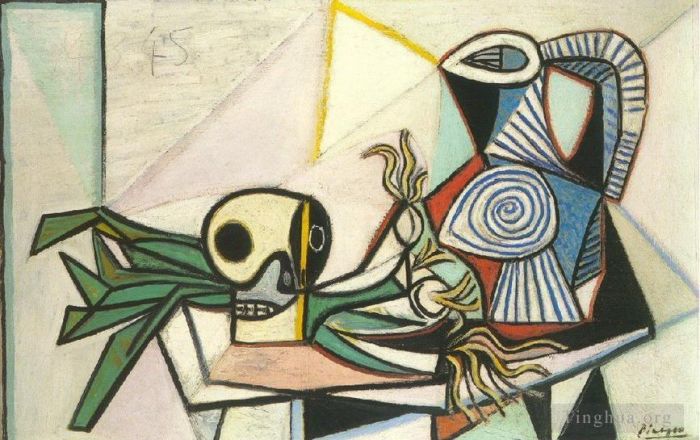 Pablo Picasso's Contemporary Oil Painting - Poireaux crane et pichet 4 1945