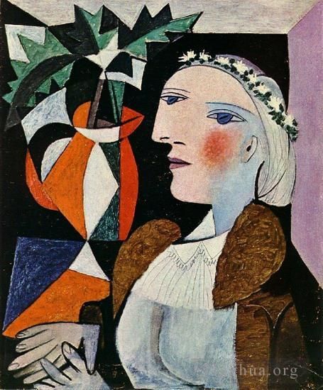 Pablo Picasso's Contemporary Oil Painting - Portrait de femme a la guirlande 1937