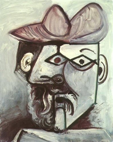 Pablo Picasso's Contemporary Oil Painting - Tete d homme 1972