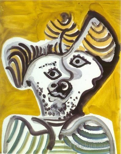 Pablo Picasso's Contemporary Oil Painting - Tete d homme 3 1972