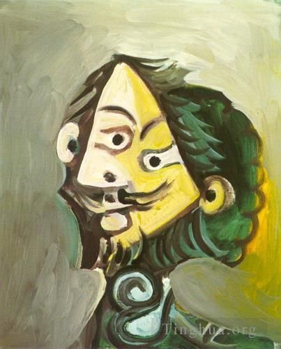 Pablo Picasso's Contemporary Oil Painting - Tete d homme 5 1971