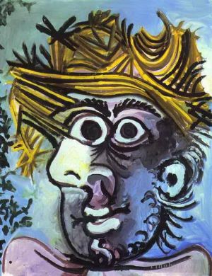 Contemporary Artwork by Pablo Picasso - Tete d homme au chapeau de paille 1971