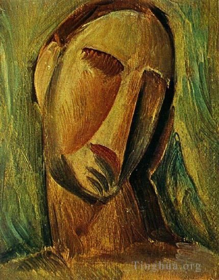 Pablo Picasso's Contemporary Oil Painting - Tete de femme 1908