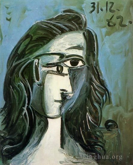 Pablo Picasso's Contemporary Oil Painting - Tete de femme 1962