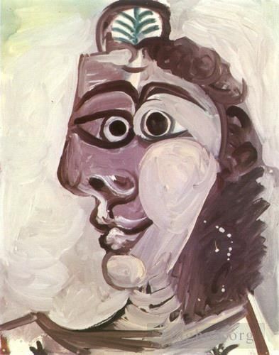 Pablo Picasso's Contemporary Oil Painting - Tete de femme 1971